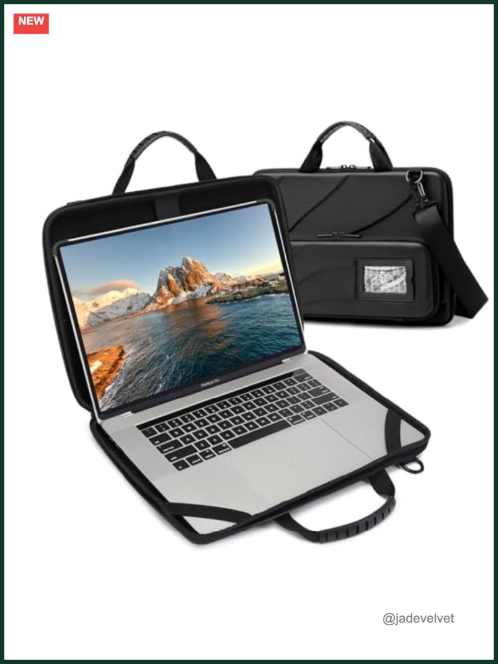 Hard Shell Laptop Case Bag with Shoulder Strap - PU Leather